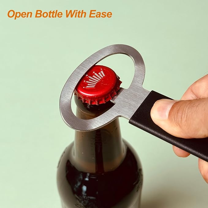 Magnetic 2-IN-1 Jar Opener, Bottle Opener, For Releasing Vacuum Seal, Heavy Duty Stainless Steel, Strong Magnet For Fridge, Great for Kids and Arthritis, 2-PCs, Black