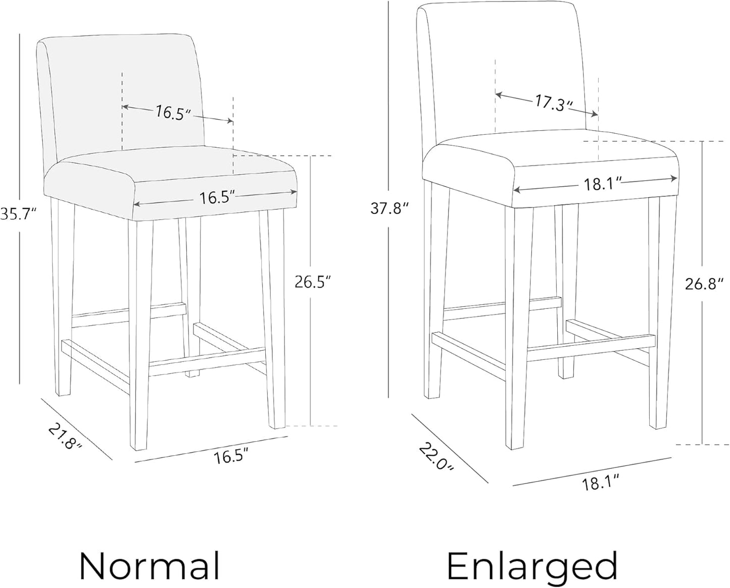 CHITA Counter Height Bar Stools Set of 3, 27" H Seat Height Upholstered Barstools, PU Leather in White