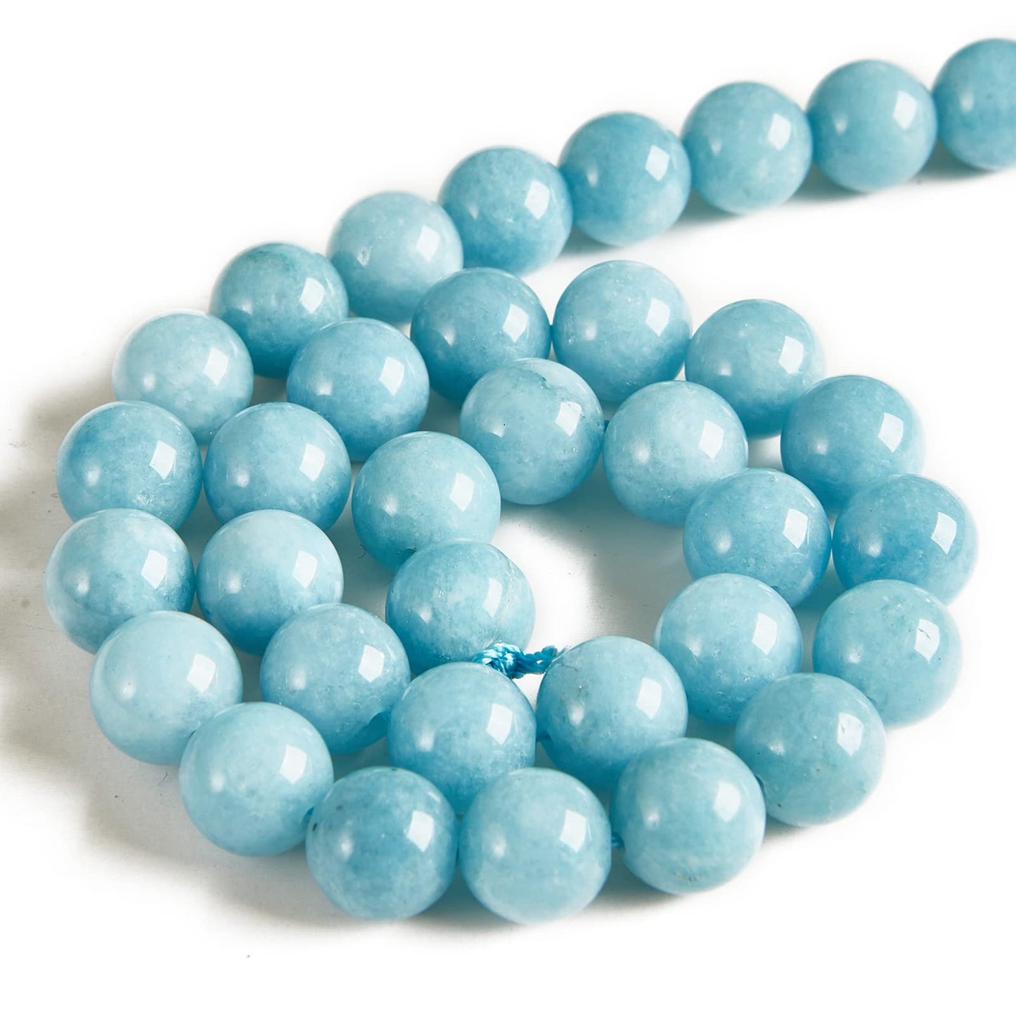 35pcs 10mm Deep Aquamarine Beads Natural Gemstone Beads Round Loose Beads for Jewelry Making