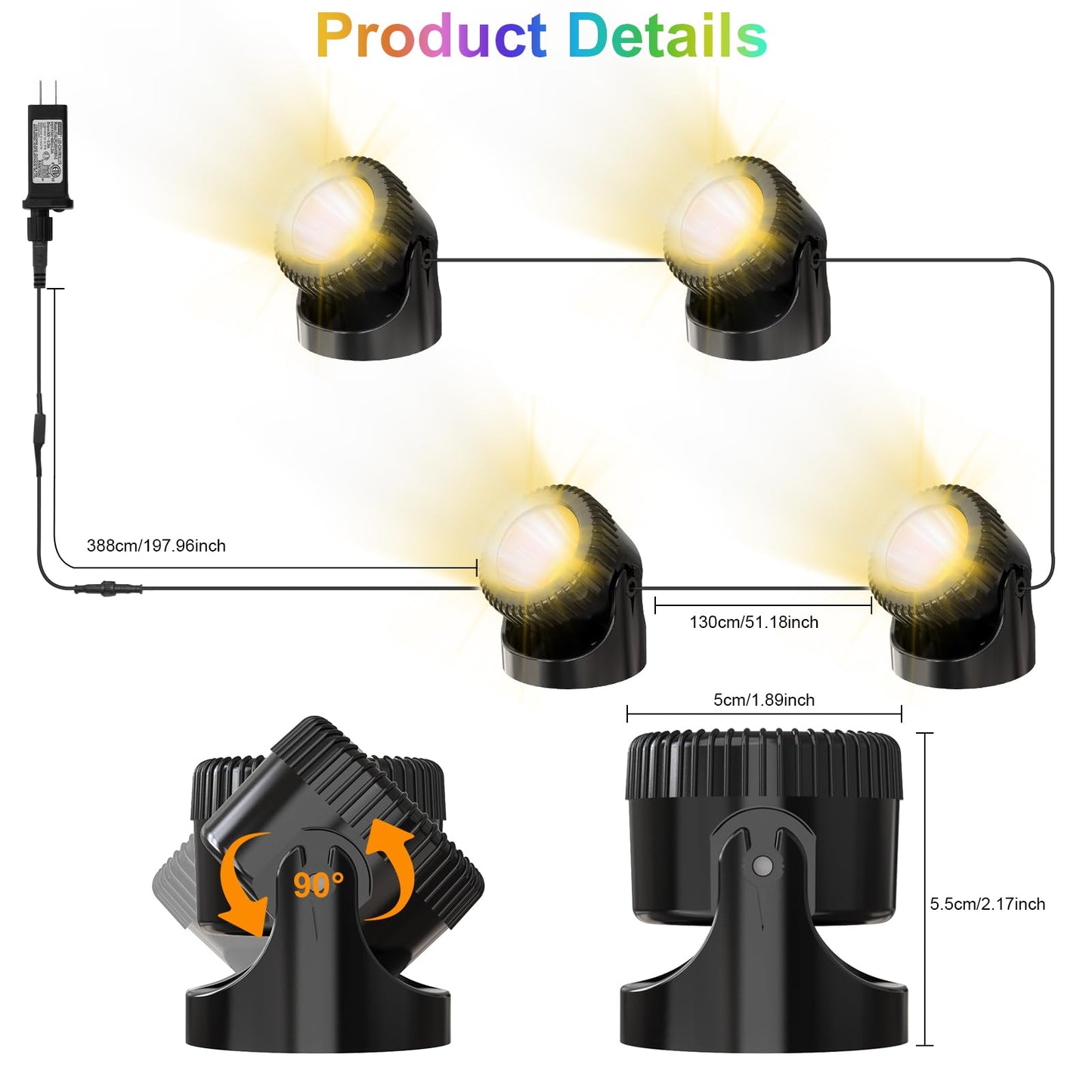 Srygery RGB Underwater Pond Lights, 20 Colors Dimmable Submersible Led Fountain Lights with Timer, IP68 Waterproof with Remote Control for Outdoor Ponds Aquarium Garden Pool (Set of 4)