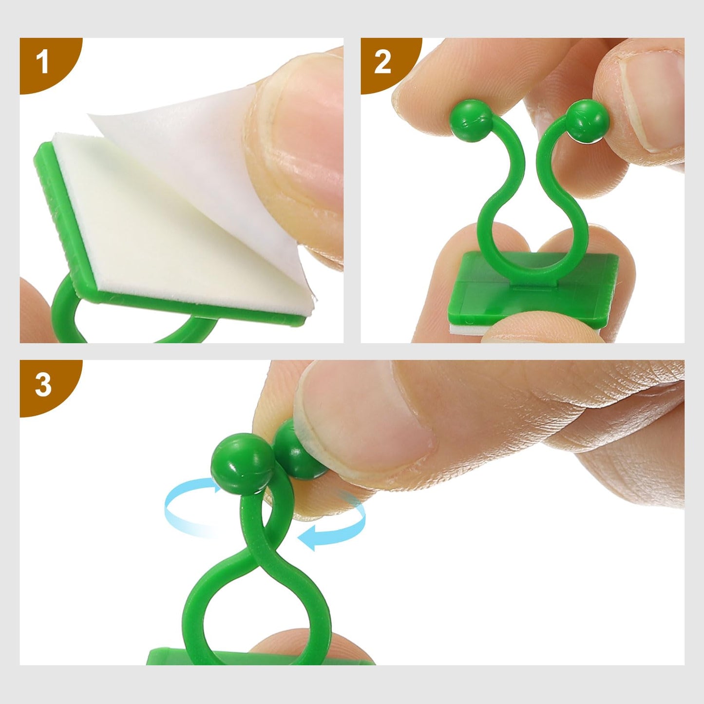 uxcell 100Pcs Plant Climbing Wall Fixture Clips, Plant Fixer Self-Adhesive Hooks Wire Fixing Supporting for Indoor Outdoor Decoration and Cable Wire Fixing (Green, 8mm/0.31")