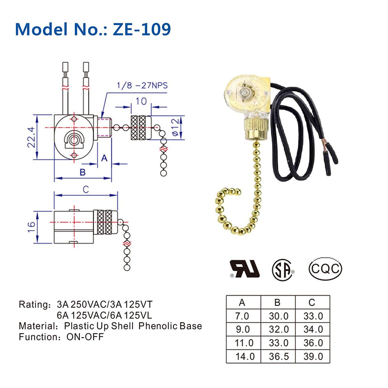 Pull Chain Switch Zing Ear Ze-109 Ceiling Fan Switch Ceiling Fan Light Lamp Replacement 2 Pack Brass