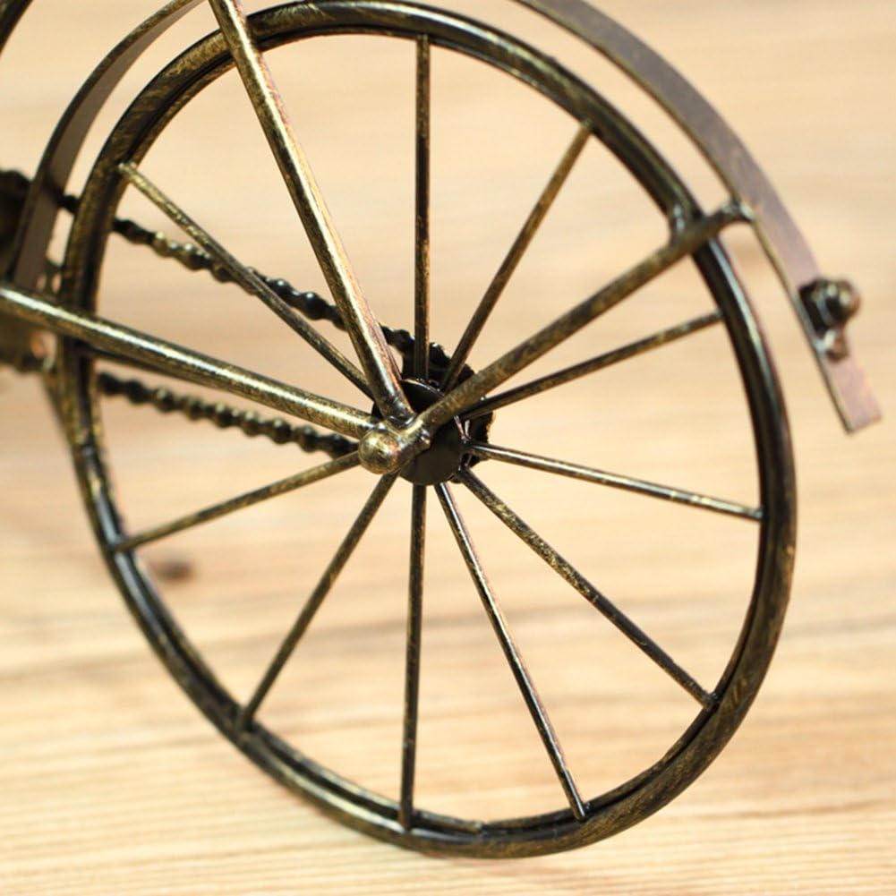 Vintage Table Bike Clock Desk Clock Desktop Metal Clock for Office Bedroom Silent Quartz Decor