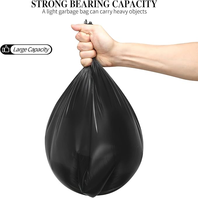 5 Rolls Small Trash Garbage Bags, 4 Gallon Strong Thin Material Disposable Kitchen Garbage Bags, Durable Plastic Trash Bags for Office Home Bedroom Garden Waste Bin, 100 Counts (Black)