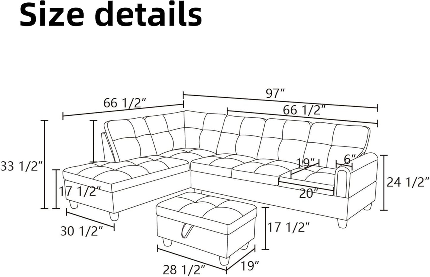 L Shaped Sectional Couches for Living Room, Modern Modular Sectional Sofa with Ottoman Storage, Comfy L Shaped Couch with Chaise for Bedroom Apartment Furniture, Red