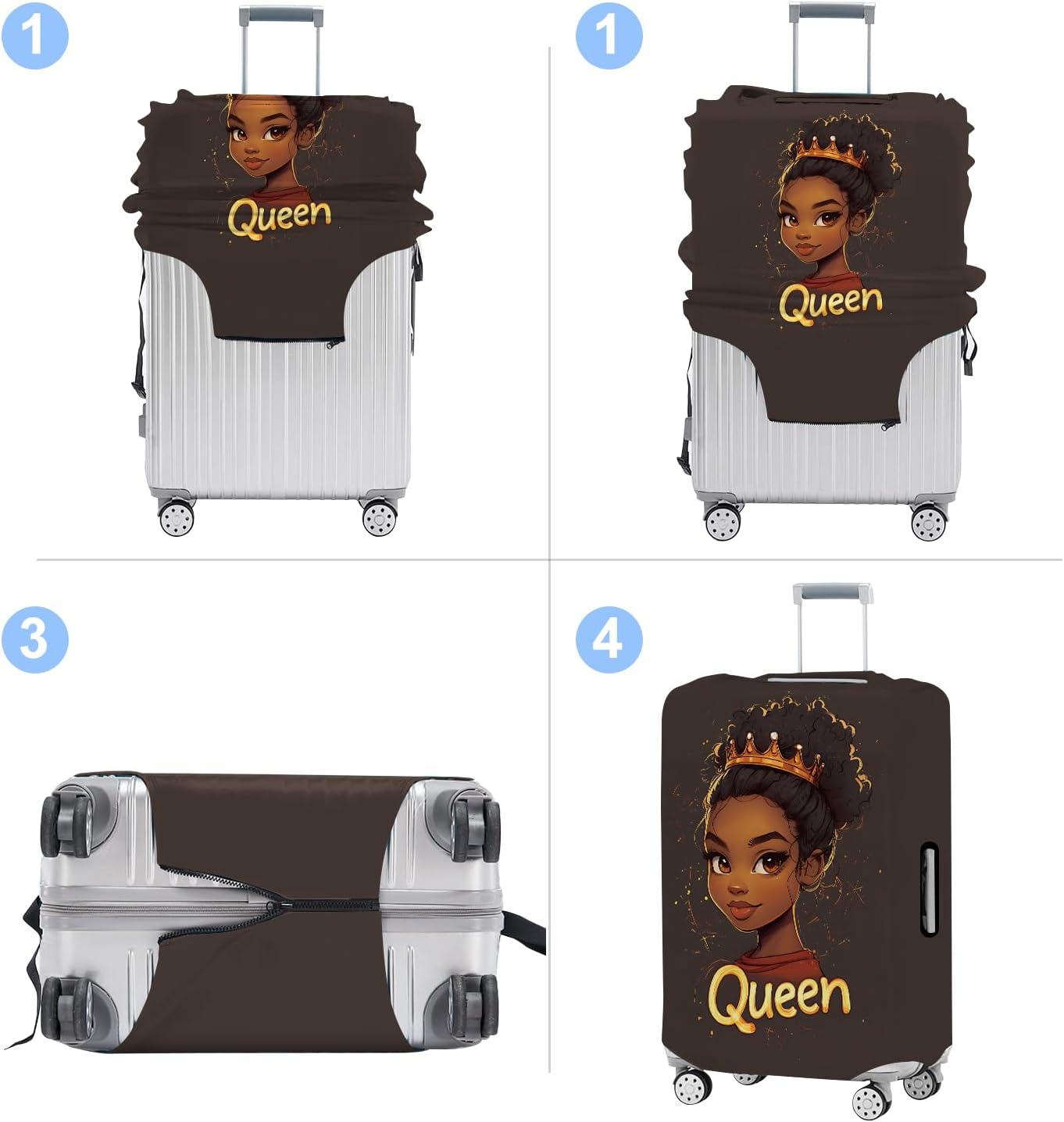 Luggage Cover Washable Suitcase Protector Anti-scratch Suitcase cover Fits 20-34 Inch Luggage (Girl-5, L(28-30inch suitcase))