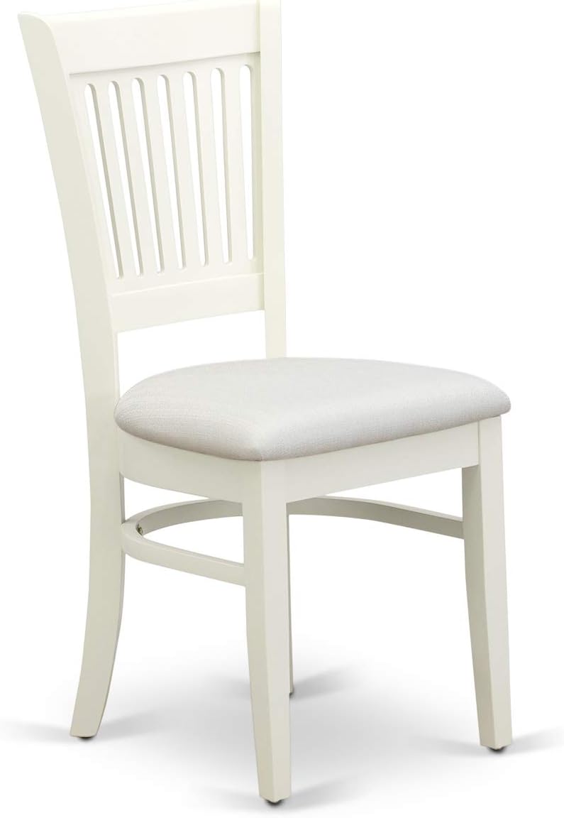 East West Furniture HLVA5-LWH-C 5 Piece Kitchen Table Set for 4 Includes a Round Dining Room Table with Pedestal and 4 Linen Fabric Upholstered Dining Chairs, 42x42 Inch, Linen White