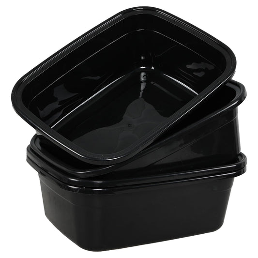 Sadstory 14 Quart Plastic Wash Tub, Black Rectangular Dishpan, 4 Packs