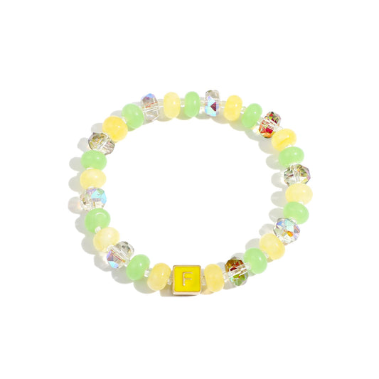 SLYAIH Colorful Beaded Initial Bracelets for Women Boho Crystal Beaded Elastic Stretch Bracelet A-Z Letter Bracelet Handmade Jewelry Gifts for Women