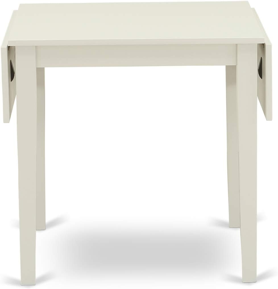 East West Furniture NDBO3-LWH-LC 3 Piece Dining Room Table Set Contains a Rectangle Dining Table with Dropleaf and 2 Faux Leather Upholstered Chairs, 30x48 Inch, Linen White