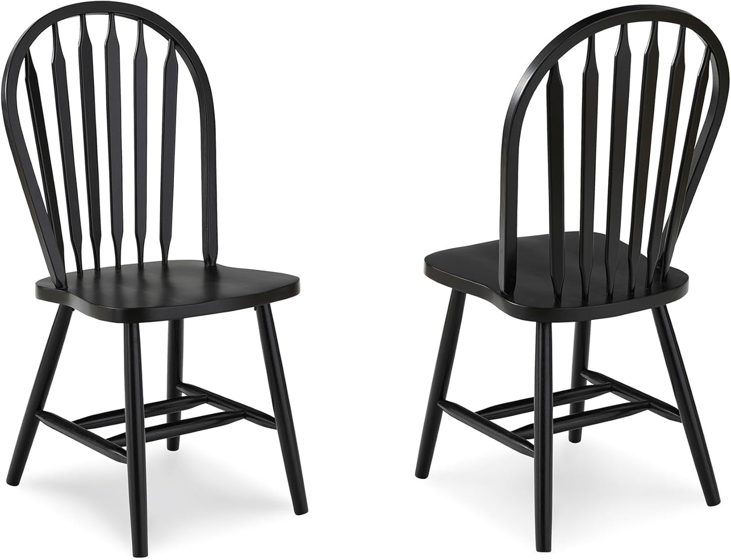 IC International Concepts Solid Wood Windsor ArrowBack Dining Chair with Plain Legs, Black