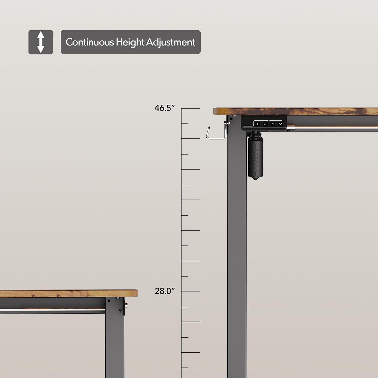 Electric Standing Desk Adjustable Height, 48x24 Inches Sit Stand up Desktop for Home Office, Ergonomic Rising Computer Table with Memory Preset, Rustic Brown