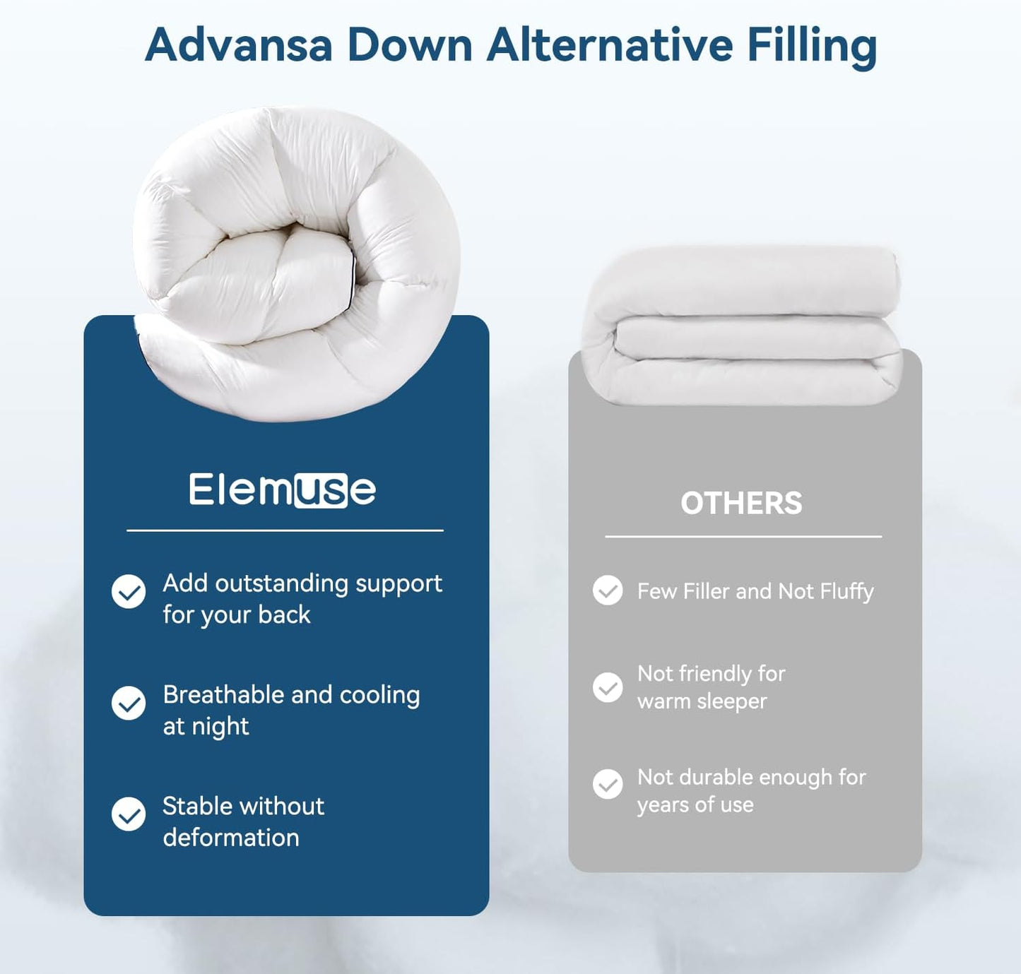 ELEMUSE King Cooling Mattress Topper, Extra Thick 1300gsm Mattress Pad for Back Pain Relief, Plush 500TC Cotton Pillow Top with Deep Pocket, Overfilled with Mixed Advansa Down Alternative Filling