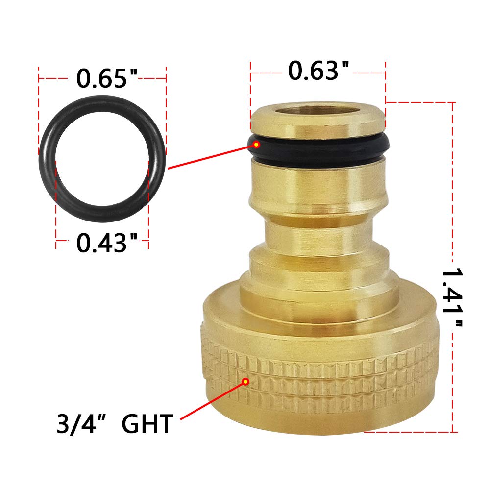 HQMPC Male Garden Hose Quick Connect Solid Brass Quick Connector Garden Hose Fitting Water Hose Connectors 3/4 inch GHT (4 Female+ 4Male)