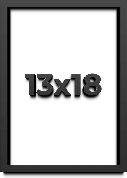 13x18 Shadow Box Black Solid Wood Display Frame with White Acid-Free Backing UV Acrylic & Hanging Hardware - with 3/4" Usable Depth