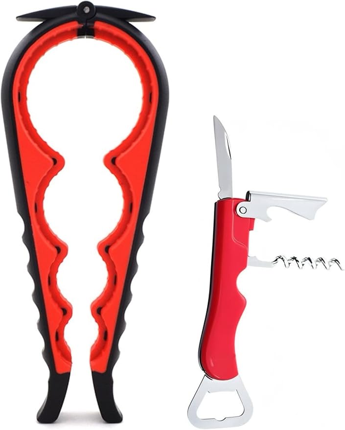7-in-1 Multi-Function Bottle Opener, Kitchen Can Opener with Corkscrew, Jar Opener Bottle Opener and Can Opener for Weak hands, Seniors with Arthritis and Anyone with Low Strength