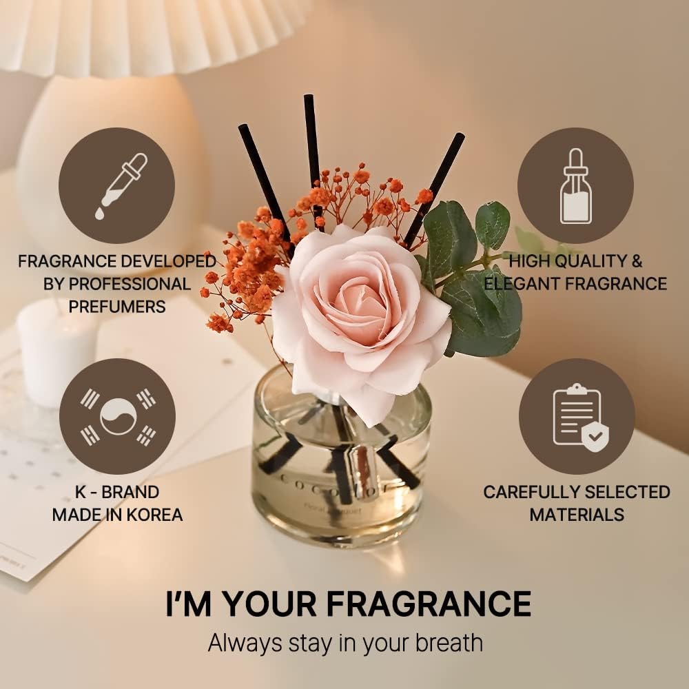 COCODOR Rose Flower Reed Diffuser/Lovely Peony/6.7oz(200ml)/1 Pack/Reed Diffuser, Reed Diffuser Set, Oil Diffuser & Reed Diffuser Sticks, Home Decor & Office Decor, Fragrance and Gifts