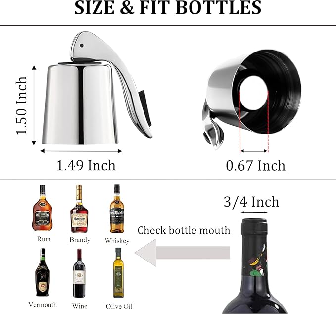 Wine Stoppers Set of 2, Pafusen, Stainless Steel Wine Bottle Stopper with Silicone Seal, Reusable Wine Freshness Keep, wine saver wine bottle sealer stopper, wine accessories (4-Pack-Mixed Color)
