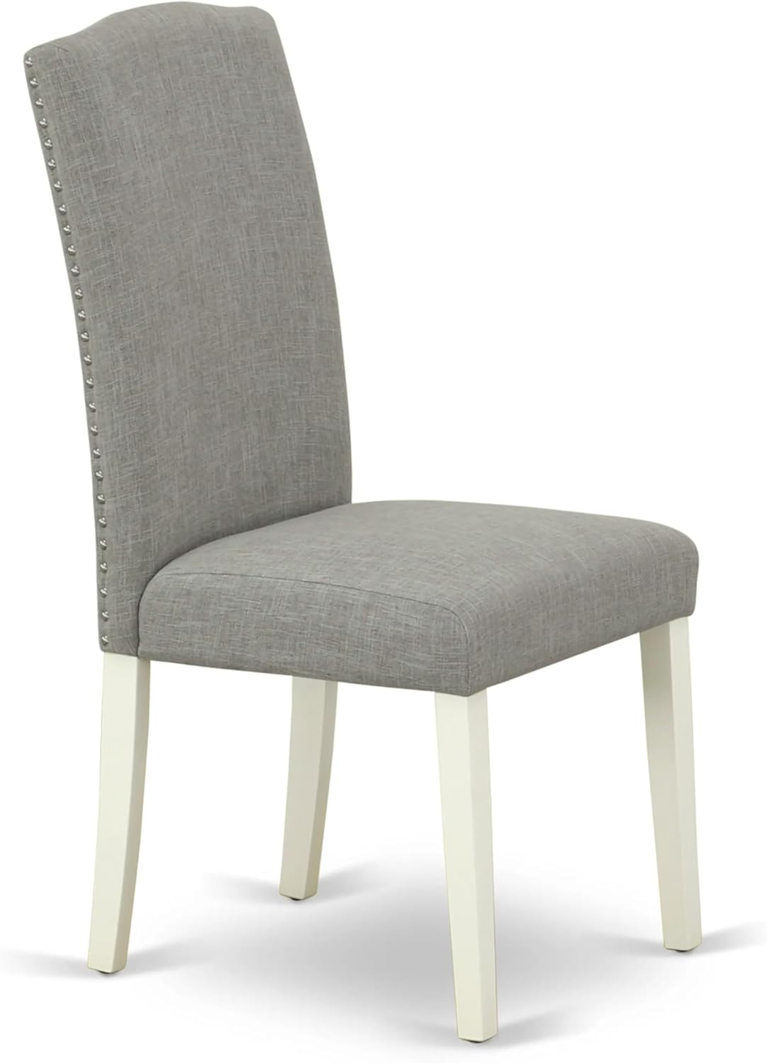 East West Furniture ANEN5-LWH-06 5 Piece Dining Room Furniture Set Includes a Round Kitchen Table with Pedestal and 4 Dark Shitake Linen Fabric Parsons Dining Chairs, 36x36 Inch, Linen White