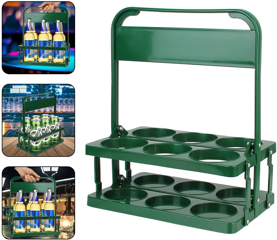 Portable Drink Carrier for Big Cups, Foldable Plastic Cup Holder, Reusable Cup Holder Carrier with Handle, Drink Delivery Carrier, Green Doordash