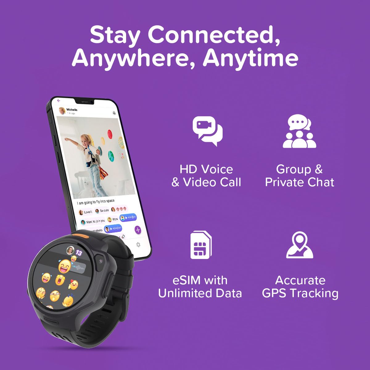 Myfirst Fone R2 Kids Smartwatch With Esim Video Calls Messaging Real-Time Gps Tracking Sos Button Safety Alerts Music Player Age
