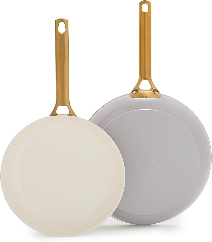 GreenPan Nonstick Reserve Pro 10” & 12” Frying Pan Set, NSF Certified Ceramic, Hard Anodized PFAS-Free Skillets, Stainless Steel Handles, Oven & Dishwasher Safe, Oyster Gray