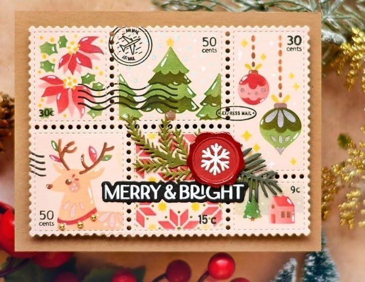 Lapoo Cutting Die for Scrapbooking, 3D Backgrounds Frame New Cutting Dies DIY Album Card Making Decor Paper Craft Metal Die Cuts Party Decorations (Postage Stamp 5.4 x 3.6 in)