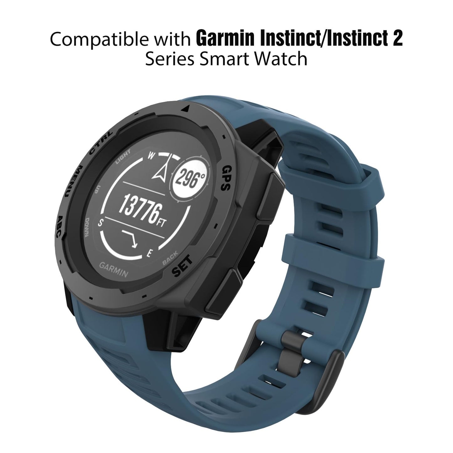 Moko Strap Compatible With Garmin Instinct/Instinct Solar/Tactical/Instinct 2 Gps Smartwatch, 22Mm Soft Silicone Sport Replaceme