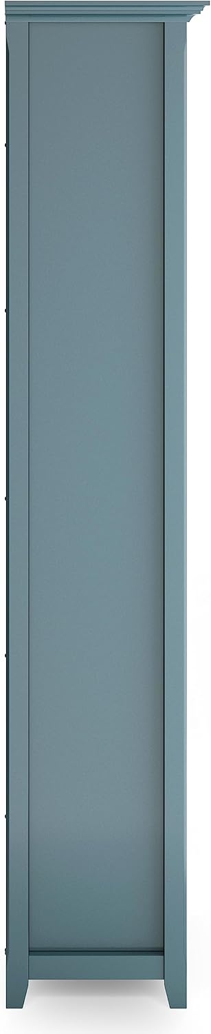 SIMPLIHOME Amherst Bookcase - 70 inch Tall 5-Shelf Solid Wood Bookshelf in French Blue, Transitional Storage for Living Room, Study Room or Office with Adjustable Shelves and Tapered Legs