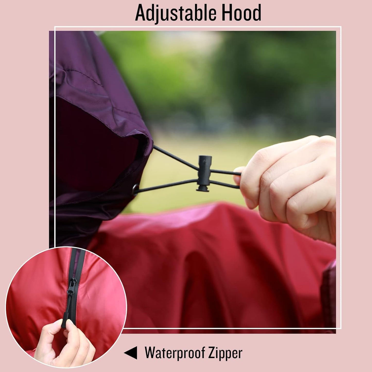 SaphiRose Rain Poncho Jacket Coat Hooded for Adults with Pockets