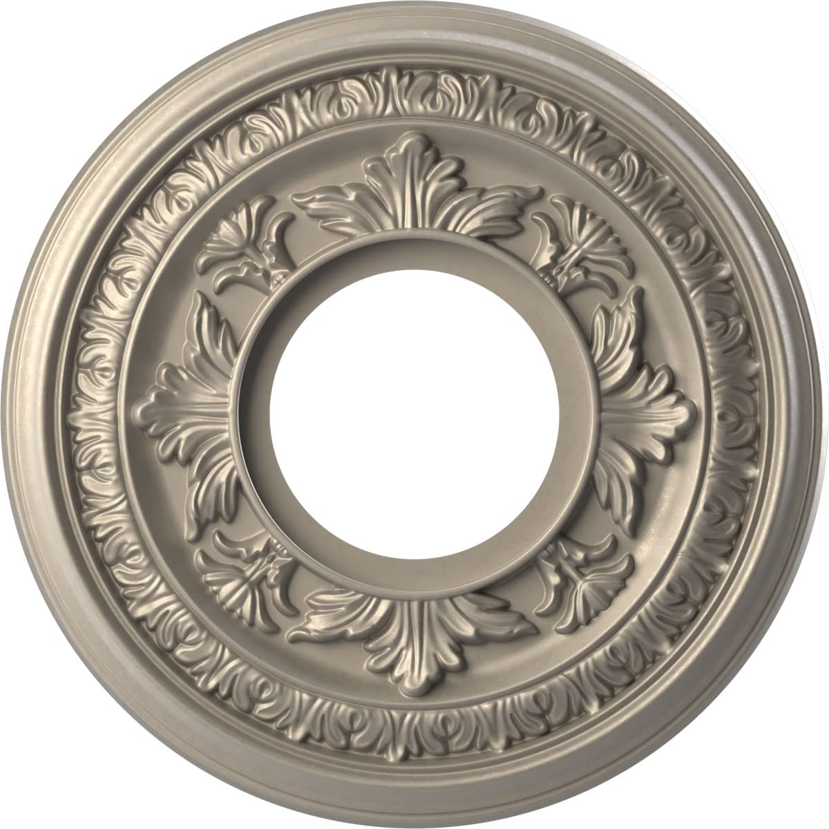 Ekena Millwork Cmp10Bacsv Baltimore Thermoformed Pvc Ceiling Medallion (Fits Canopies Up To 4 1/4), 10Od X 3 1/2Id X 3/4P, Metal