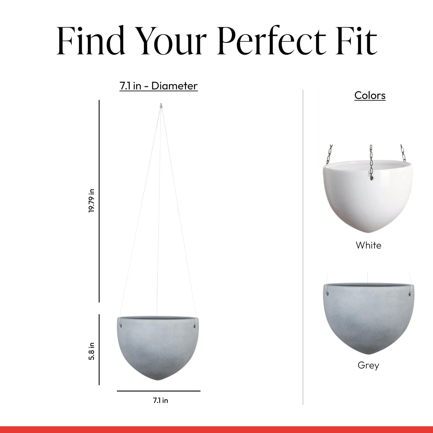 SCHEURICH Alaska Ceramic Hanging Pot – 7.1" Indoor Planter with Metal Chains - Waterproof & UV-Resistant - Stylish Modern Hanging Basket for Plants, Ferns & Succulents - Made in Germany - 0.4 gl