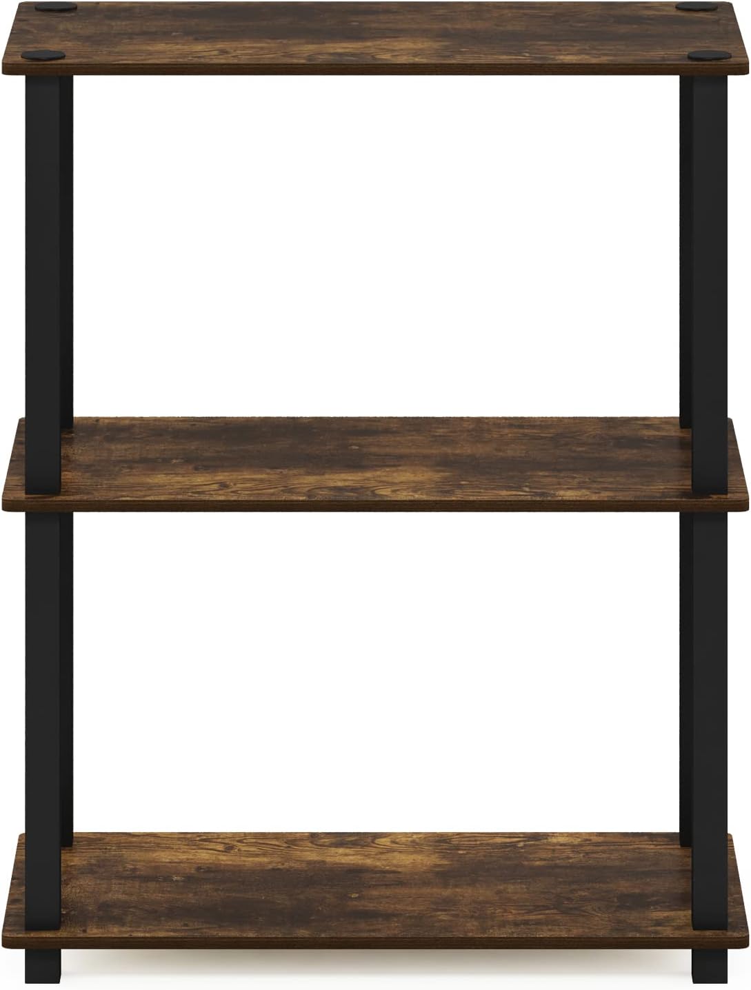 Furinno Turn-S-Tube 3-Tier Compact Multipurpose Shelf Display Rack with Square Tube, Amber Pine/Black