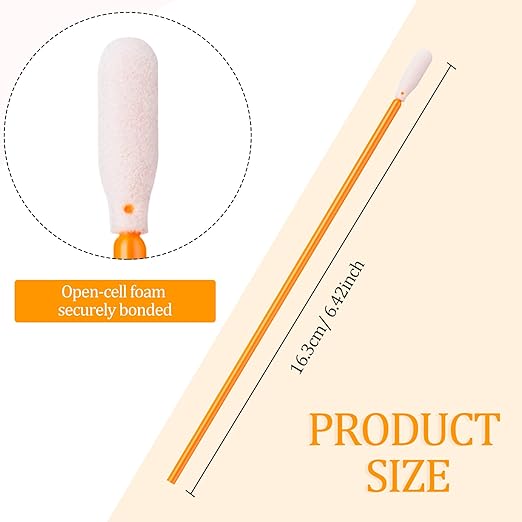 Chinco 200 Pieces Foam Swab Sponge Swab Foam Tips Sponge Stick for Inkjet Printer Print Head Camera Optical Lens Optical Equipment (Orange,6.42 Inch)