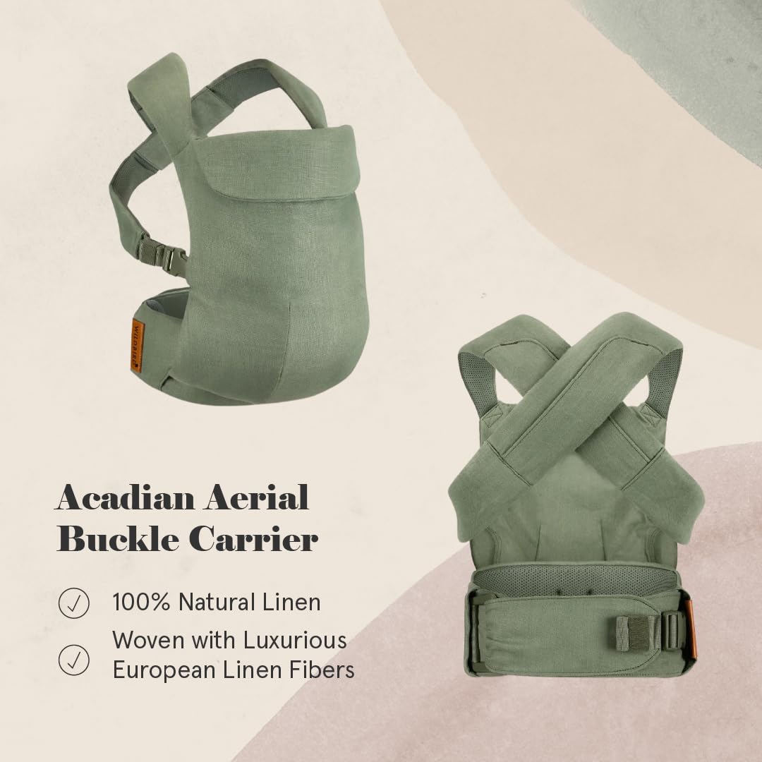 WildBird - Aerial Carrier - 7 to 45 lbs - for Moms, Dads & Caregivers - 100% Natural European Linen Fibers - Versatile & Adjustable - Large Size - Acadian Fabric