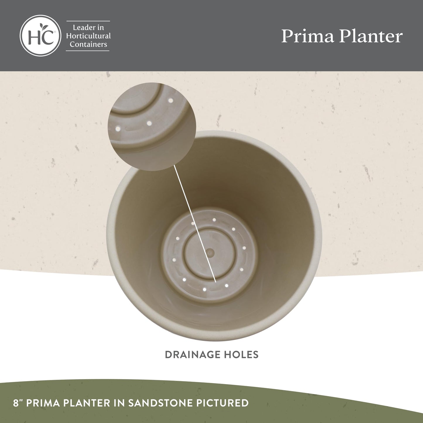 The HC Companies 10 Inch Prima Round Planter Pots with Drainage Holes and Rolled Rim, Lightweight UV-Resistant Plastic Indoor & Outdoor Planters, 2-Pack Flower Pots for Garden & Home Decor, Sandstone