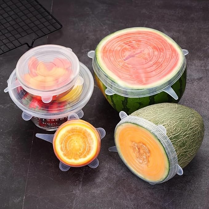 Silicone Stretch Lids Set, 6 Sizes, Reusable Food Storage Covers for Bowls, Fruits and Containers (blue, 12PCS)
