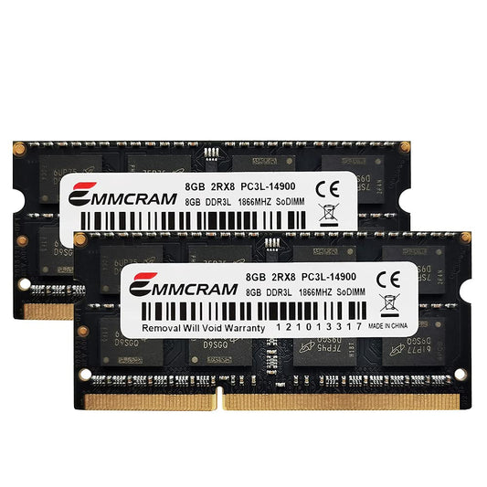 EMMCRAM 16GB(8GBx2) PC3L-14900S DDR3L Laptop RAM DDR3 1866MHz 1867mhz SODIMM 1.35V Non-ECC Unbuffered 204Pin Notebook Memory-New