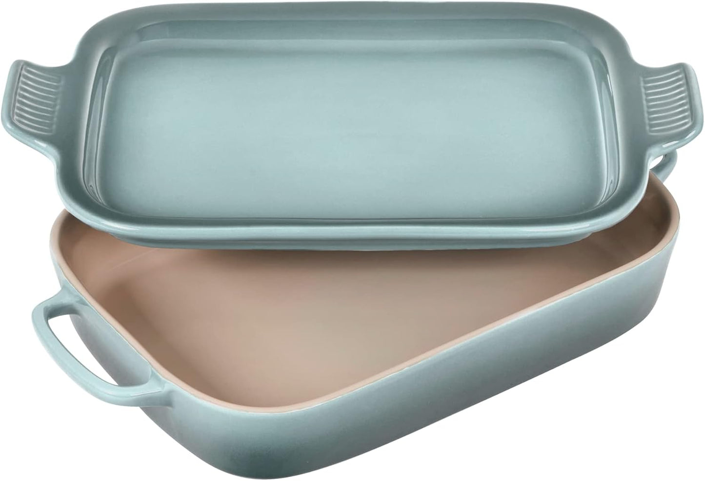 Le Creuset Stoneware Rectangular Dish with Platter Lid, 14 3/4" X 9", Sea Salt