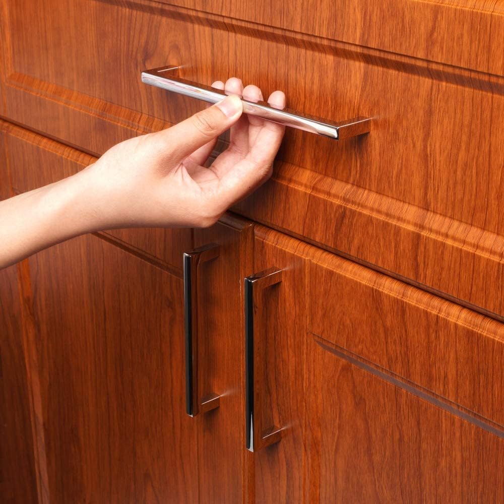 KOOFIZO Solid Square Bar Cabinet Handle - Chrome Furniture Pull, 7.6 Inch/192mm Screwhole Distance, Pack of 5 for Kitchen Cupboard Door, Bedroom Dresser Drawer, Bathroom Wardrobe Hardware