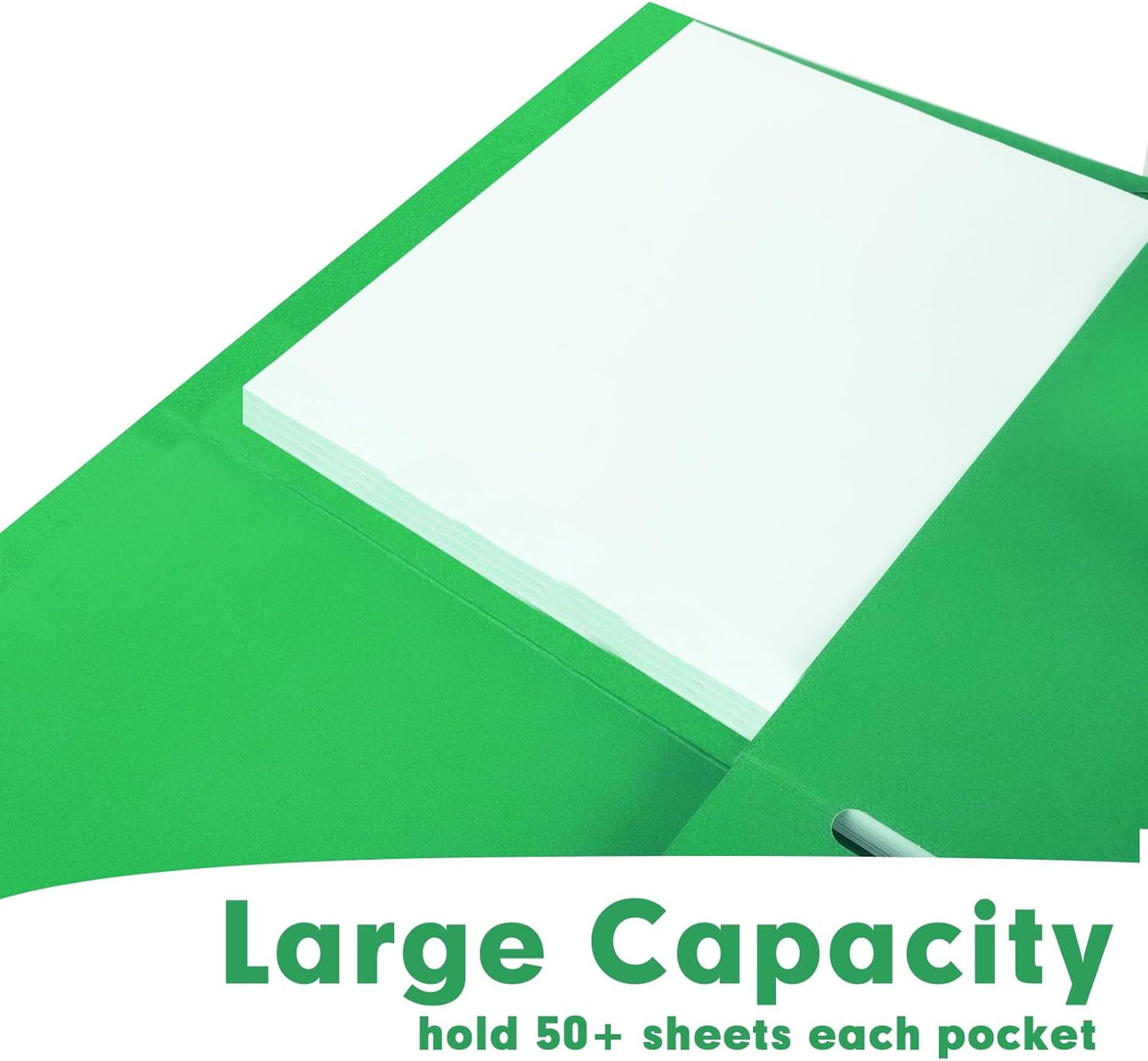 50 Pack 2 Pocket Folders - Letter Size, Green