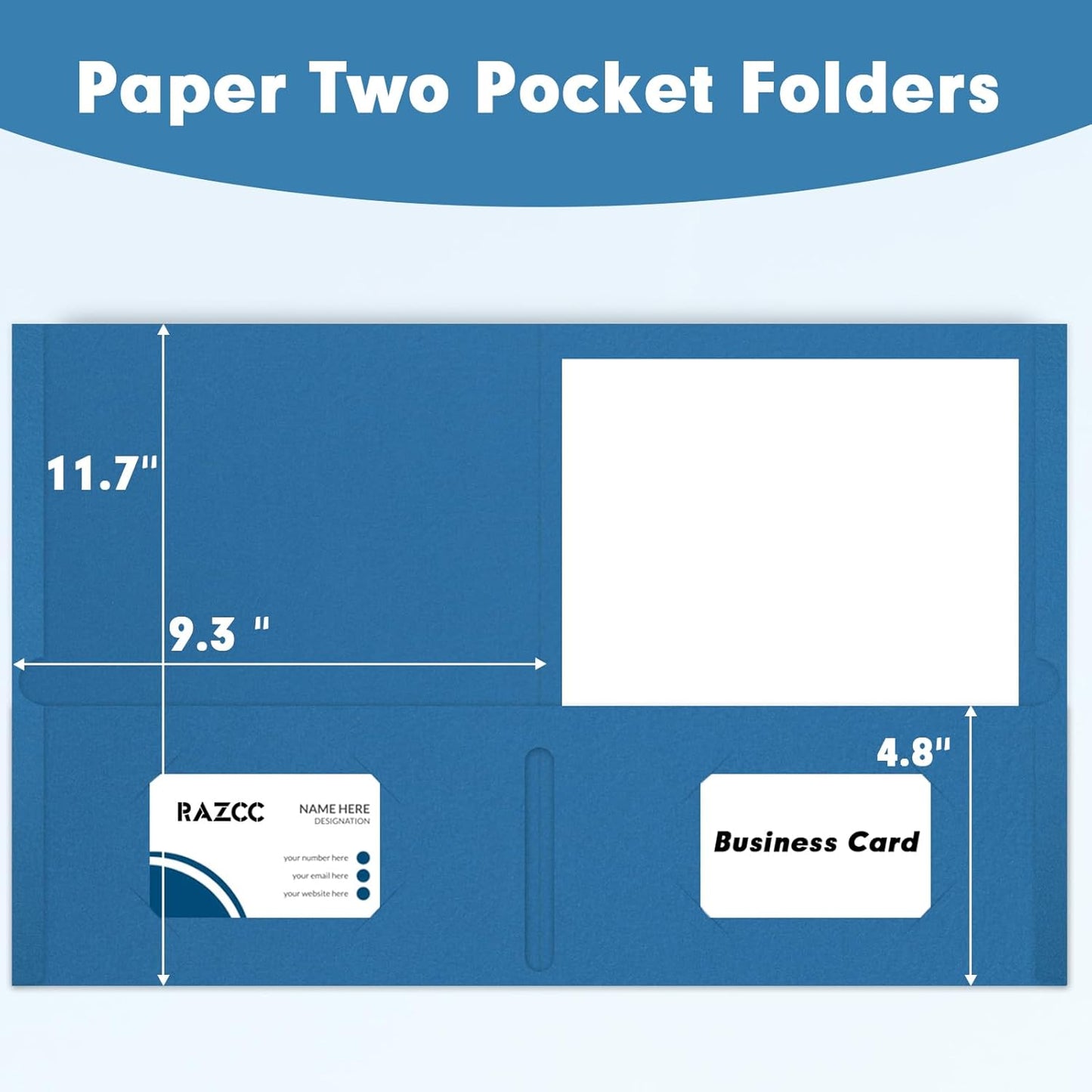 50 Pack 2 Pocket Folders - Letter Size, Navy Blue