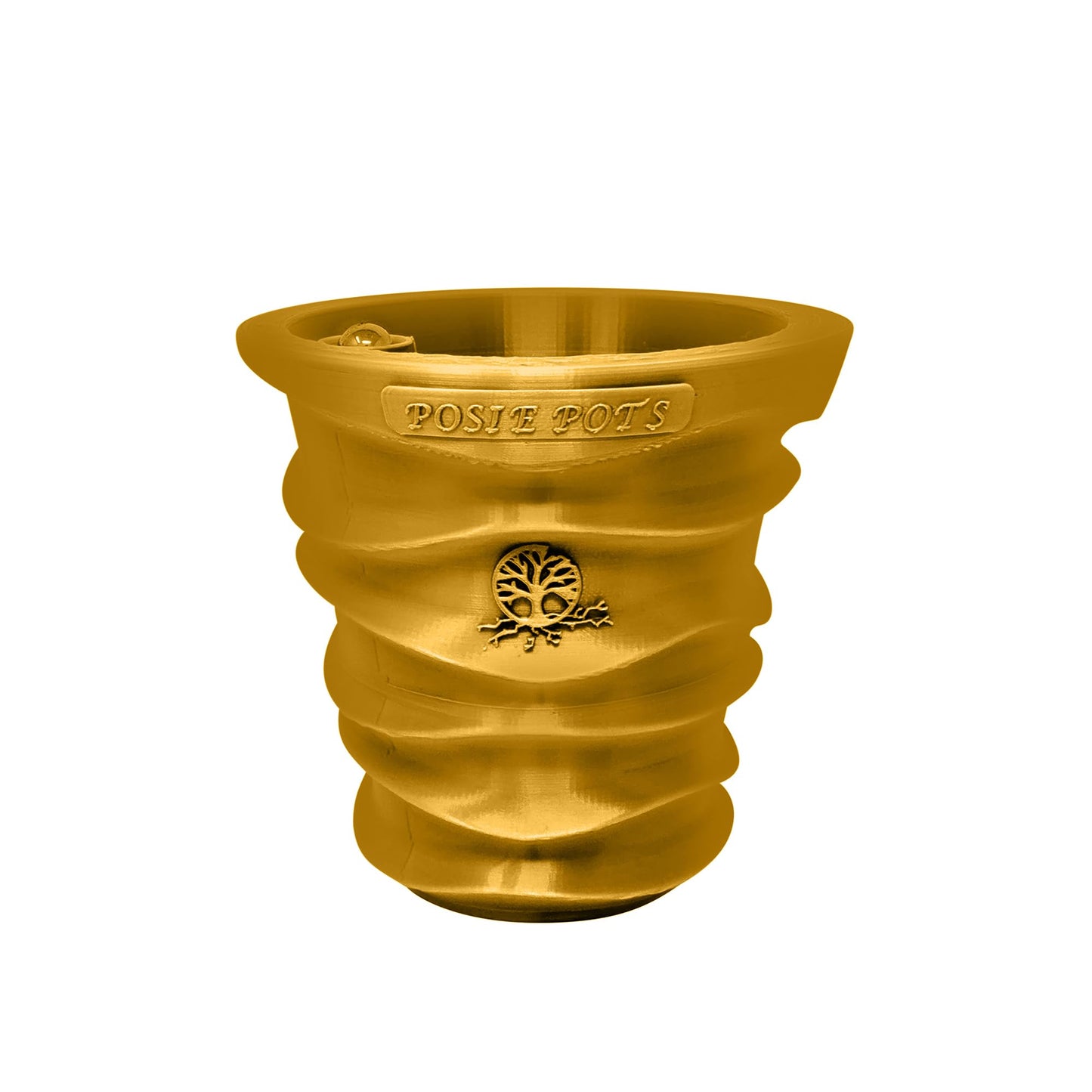 Posie Pot Medium Wave Self Watering Planter for Indoor Plants - 5x5 Inch Patented Pot with 10X Water Reservoir - Modern 3D Printed Desk Planter - Root Rot Free - Eco Friendly, Made in USA, Gold