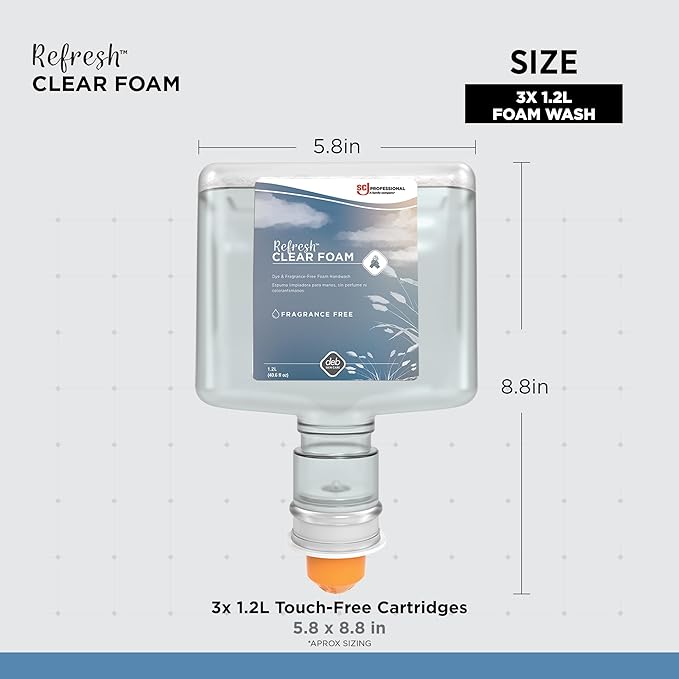 SC Johnson Professional REFRESH CLEAR FOAM HAND SOAP TOUCH FREE 1.2 LITERS, 3 PACK