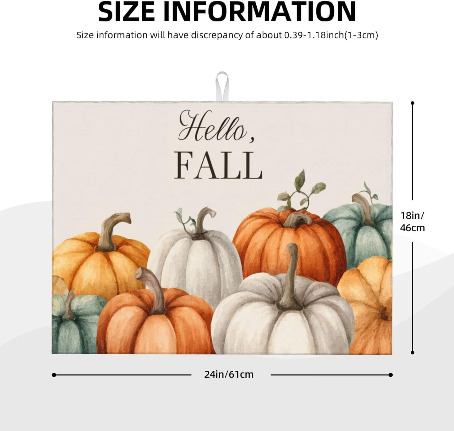 Dish Drying Mat Pumpkin Fall Autumn Thanksgiving for Kitchen Counter Absorbent 18x24 Inch Microfiber Dishes Plate Glass Dry Draining Pad Reversible Washable