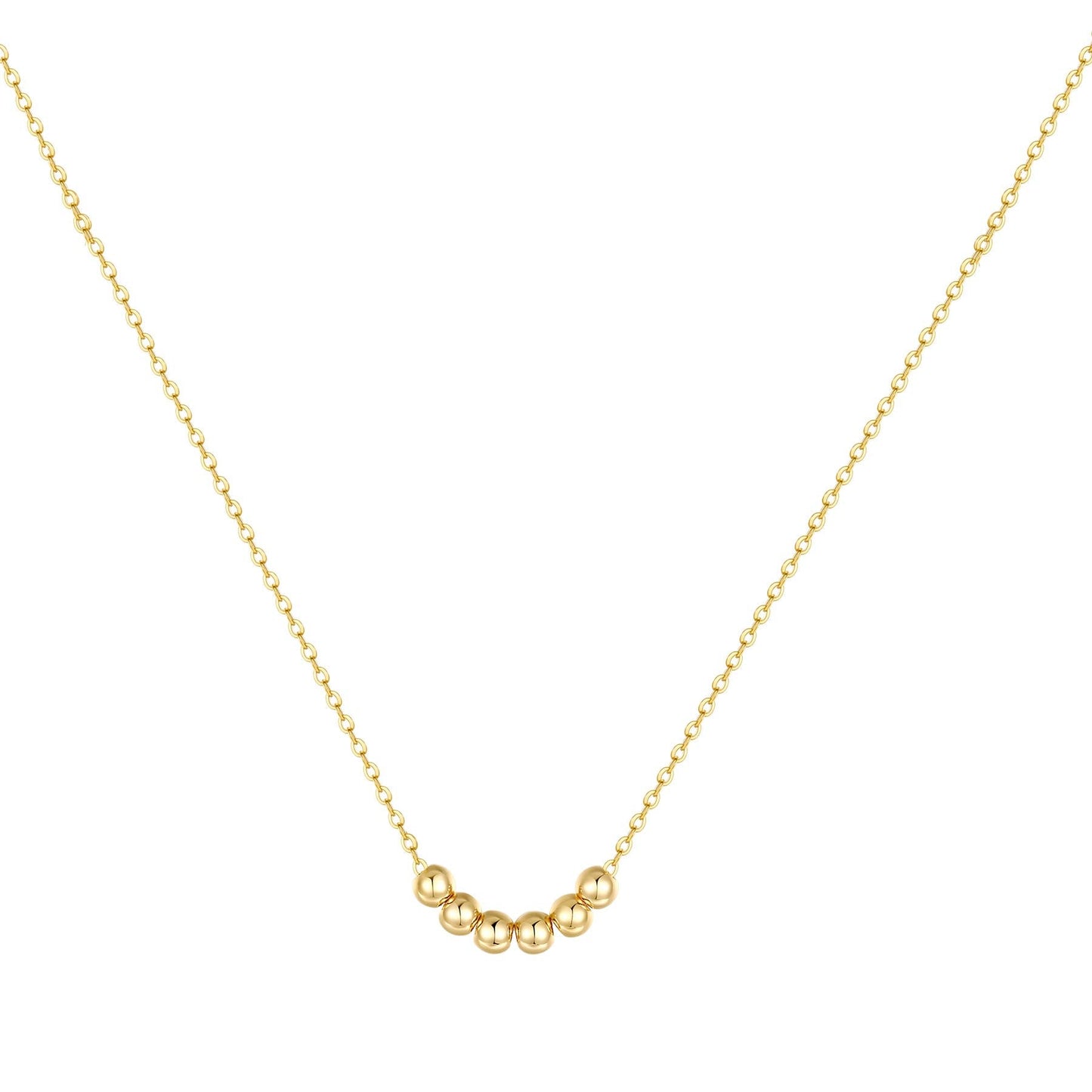 Gold Beads Necklace, Women 14k Gold Plated Cute Fashion Dainty Necklace Tiny Beads Chain Penadant Necklace Minimal Jewelry