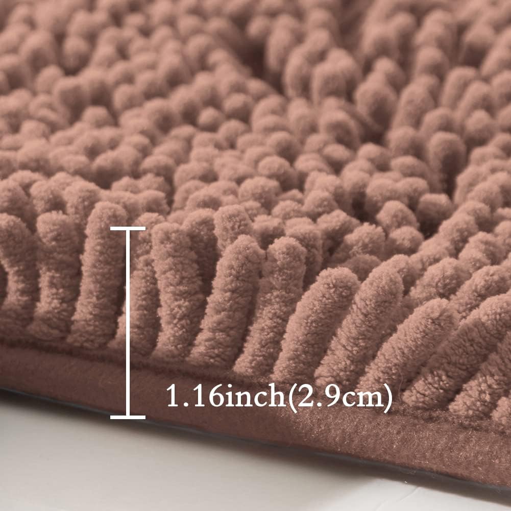 SONORO KATE Bathroom Rug,Non-Slip Bath Mat,Soft Cozy Shaggy Thick Bath Rugs for Bathroom,Plush Rugs for Bathtubs,Water Absorbent Rain Showers and Under The Sink (Taupe Brown, 32"×20")