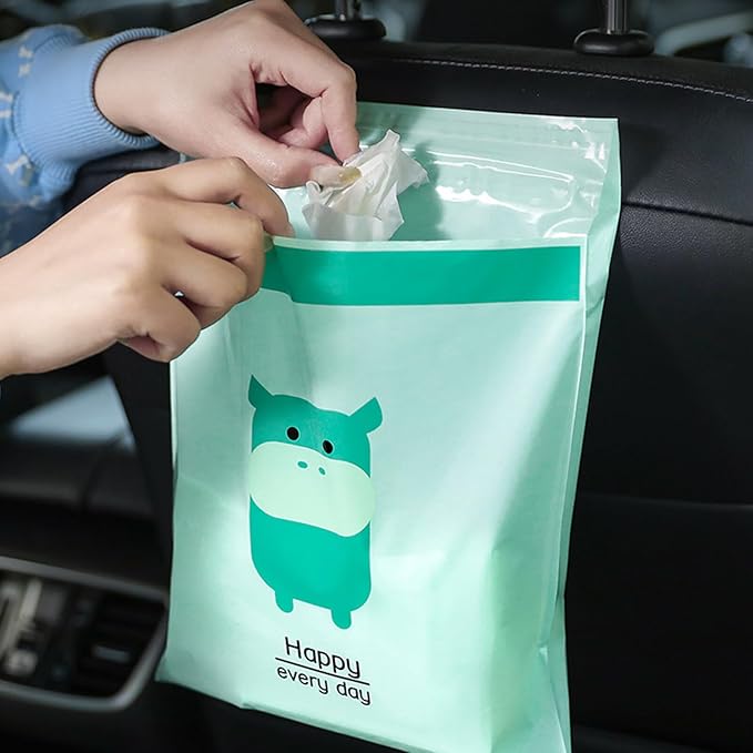 VILLCASE 30pcs Self-adhesive Disposable Trash Bags for Car Kitchen Office Leak-resistant Garbage Pouches with Strong Adhesive Convenient Auto and Home Waste Storage