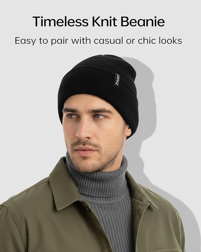 Zylioo Oversize Beanie Hats, XXL Big Size Ribbed Knit Cuffed Winter Hat for Cold Weather, Warm Skull Watch Cap