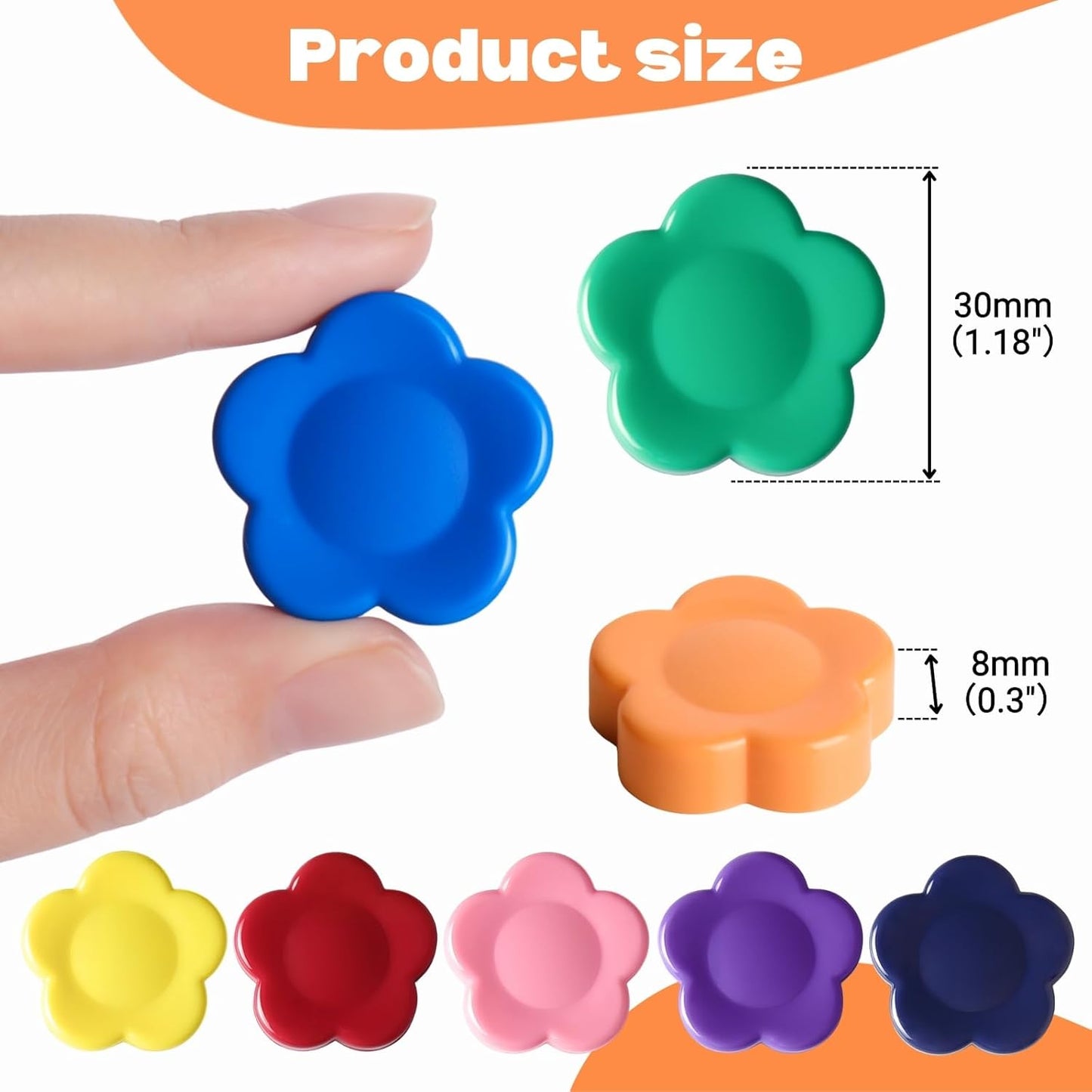Fridge Magnets - 80 Pack Heavy Duty Refrigerator Magnets - Small Strong Magnets for Whiteboard, Lockers, Crafts, Kitchen, Office & Classroom - Decorative Cute Mini Sunflower Magnet (10 Colors)
